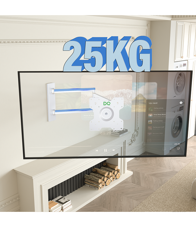 DQ Wall-Support Rotate XL 108,5cm Draai- en Kantelbare TV Beugel Wit