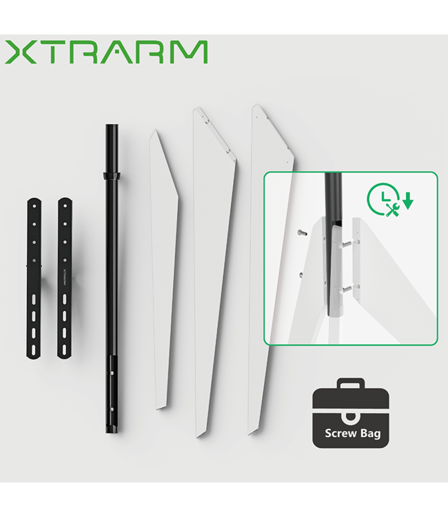 XTRARM Argo Tripod TV standaard wit + kabelgeleiding