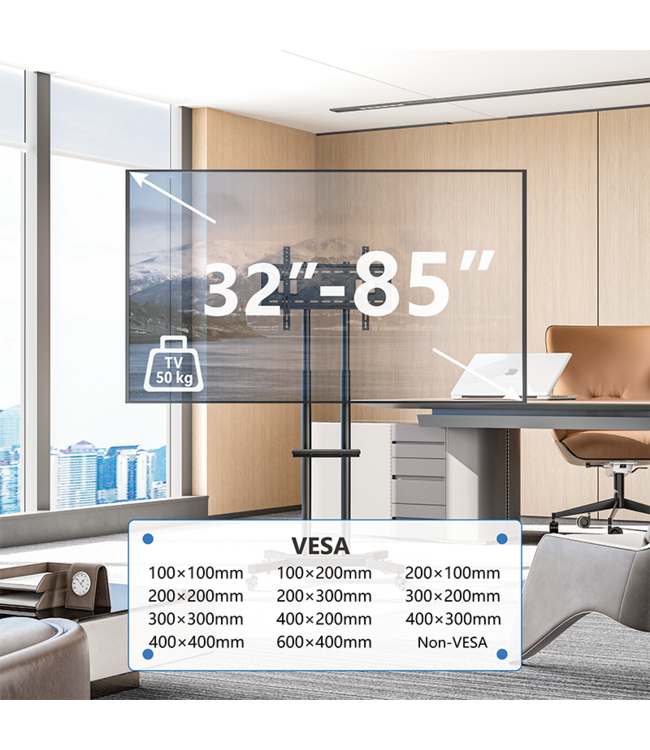 DQ Wall-Support CT-FT TV Floorstand Black - Copy - Copy - Copy - Copy