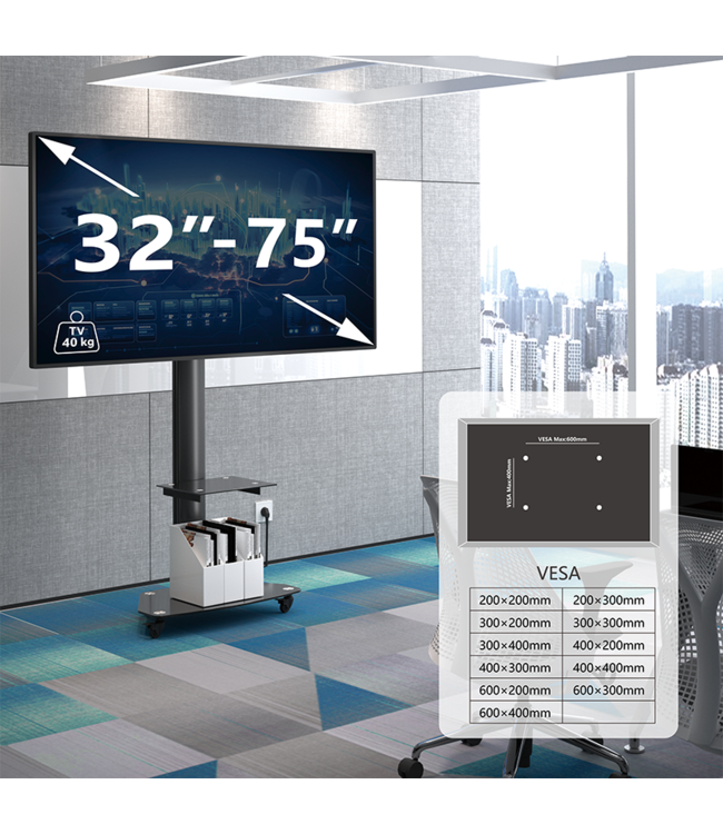 XTRARM TV standaard Proton 300 stopcontact&usb