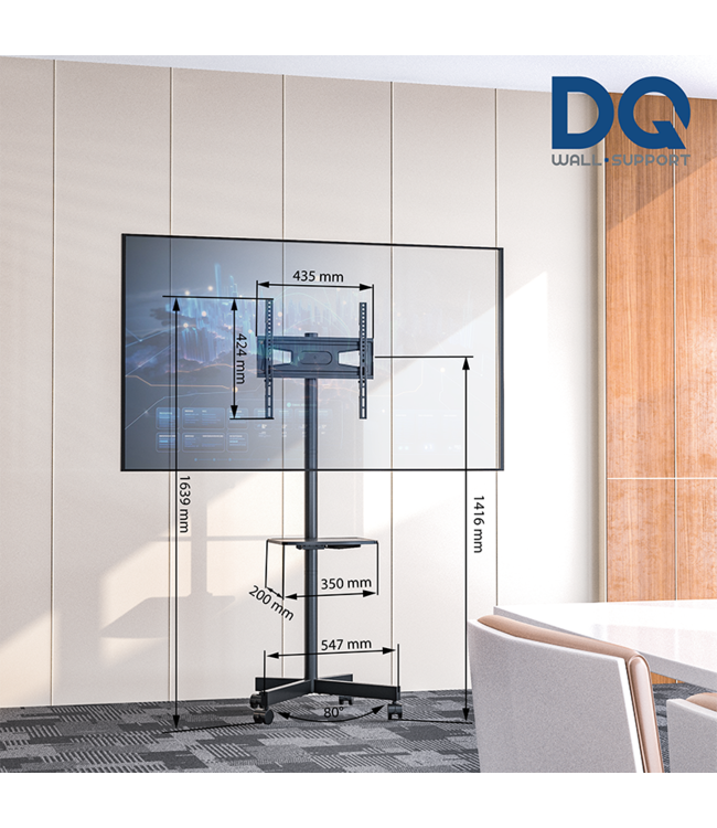 DQ Wall-Support TV standaard Nyna verrijdbaar zwart