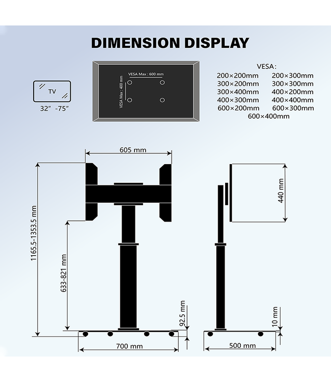 XTRARM TV standaard Cosmo zwart - Copy