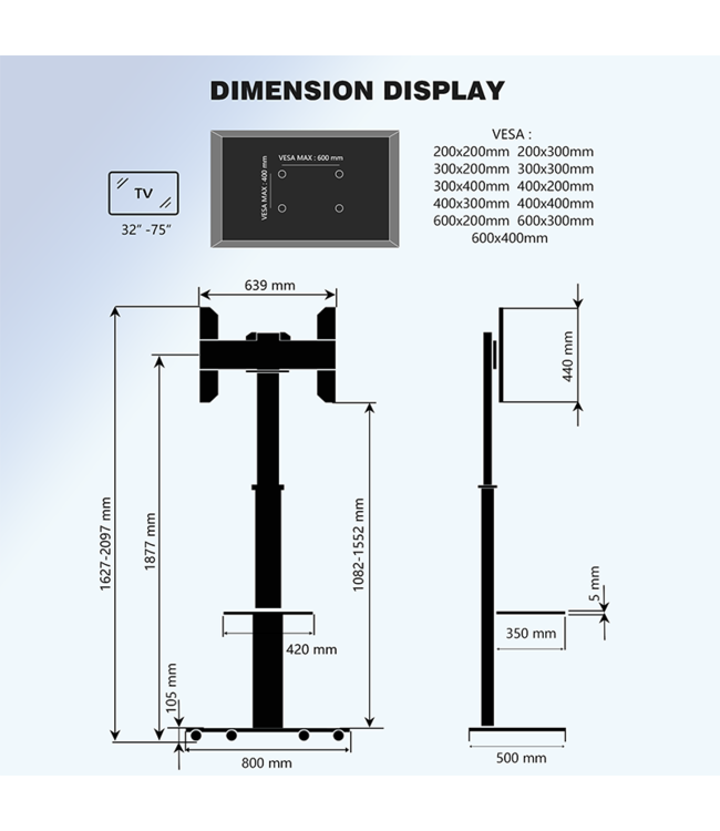 XTRARM TV standaard Cosmo zwart - Copy - Copy