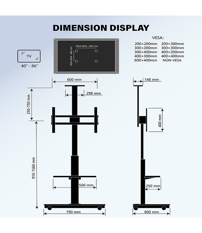 XTRARM XTRARM TV standaard Elite elektrisch zwart