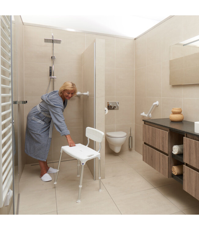 Secu Products SecuCare douchestoel Quattro met rugleuning (wit, in hoogte verstelbaar)