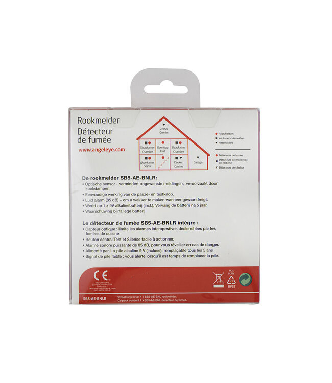Quality Creations International AngelEye rookmelder SB5-AE-BNLR (9V), 5 jaar garantie