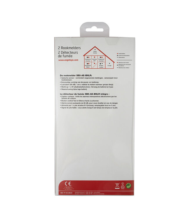 Quality Creations International AngelEye twinpack rookmelders SB5-AE-BNLR (9v), 5 j garantie