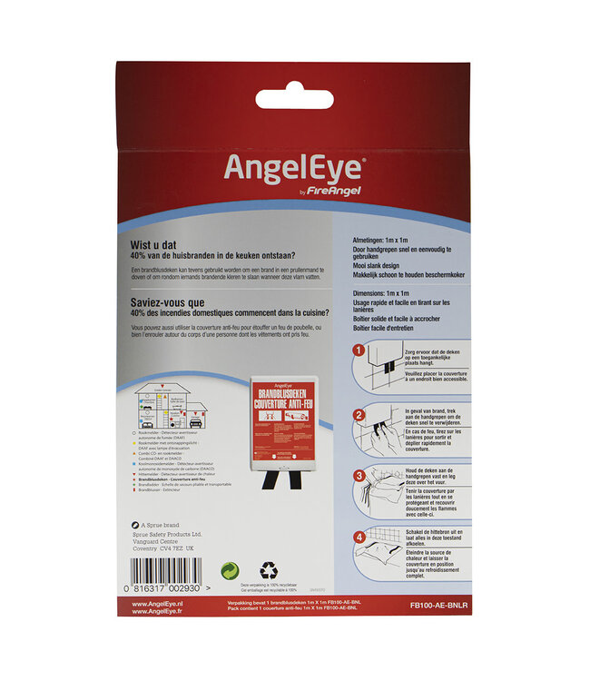 Quality Creations International AngelEye brandblusdeken 1m x 1m FB100-AE-BNLR