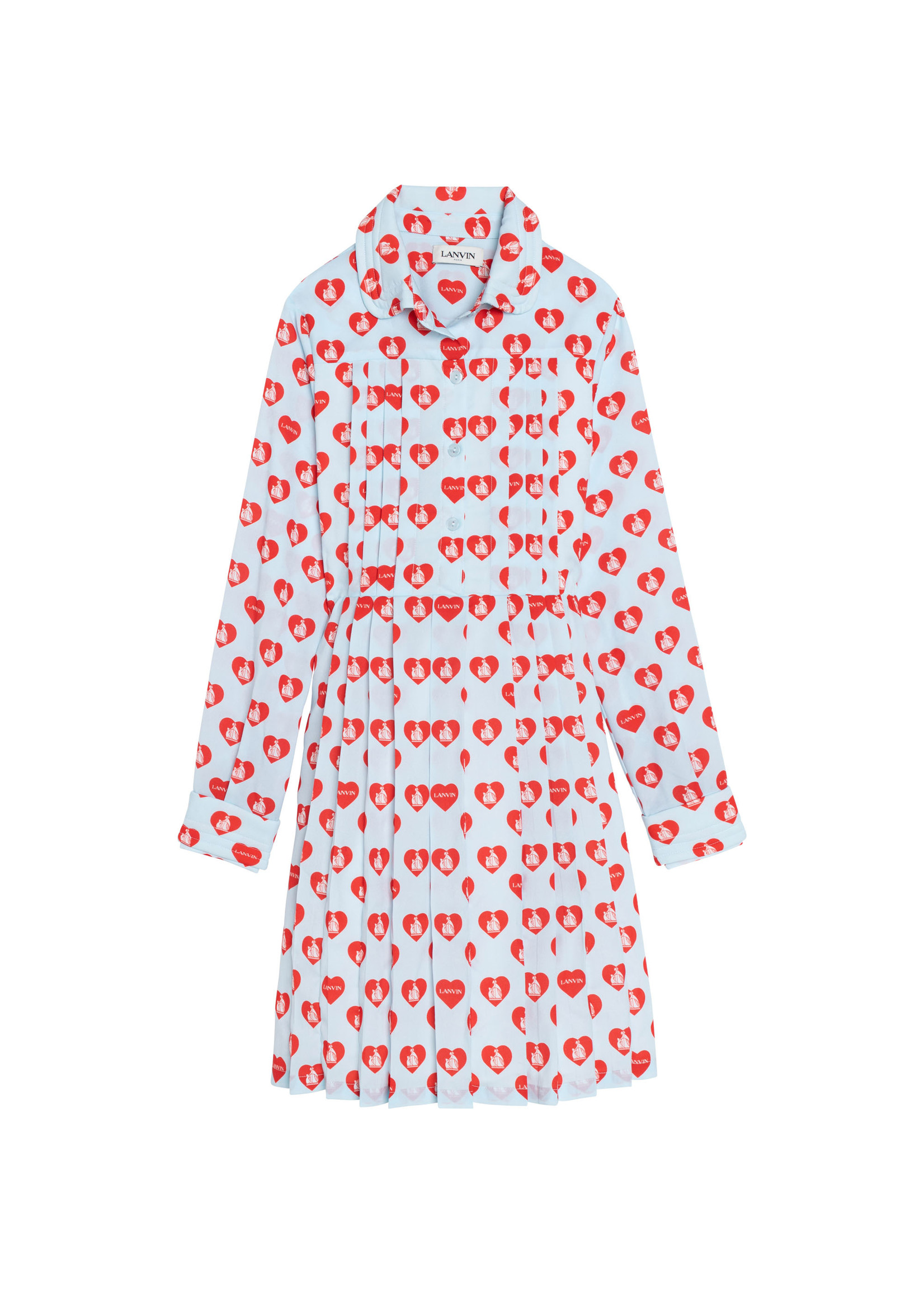 Lanvin LANVIN dress lightblue red hearts- N12026