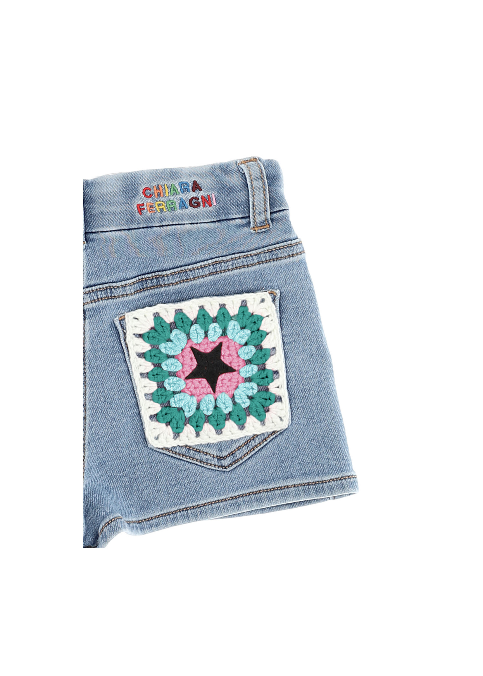 Chiara Ferragni by Monnalisa Chiara Ferragni Girl denim shorts broderie multicolor - 599413