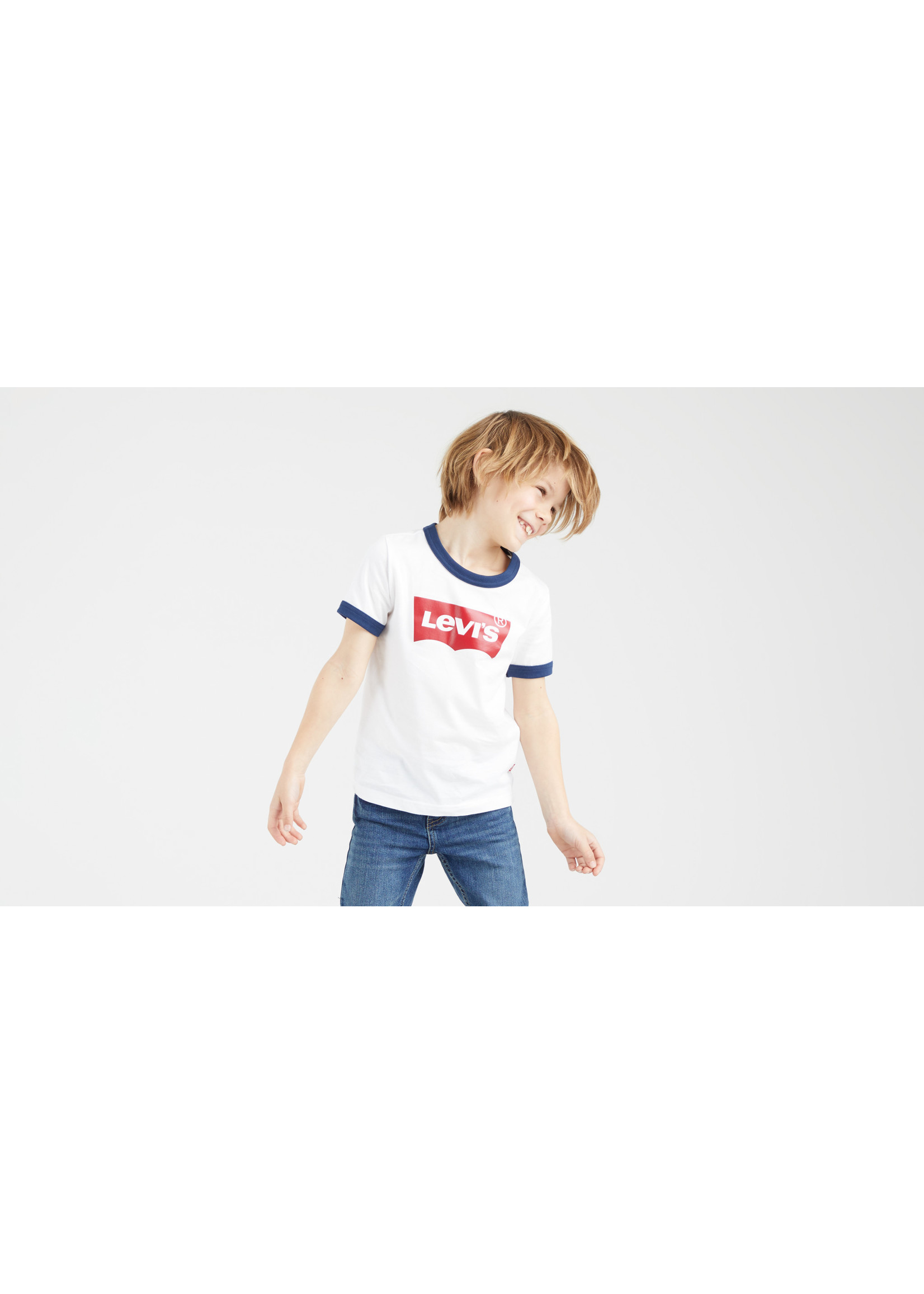 Levi's Levi's Boy t-shirt white/navy batwing logo - 8/9EA073 001