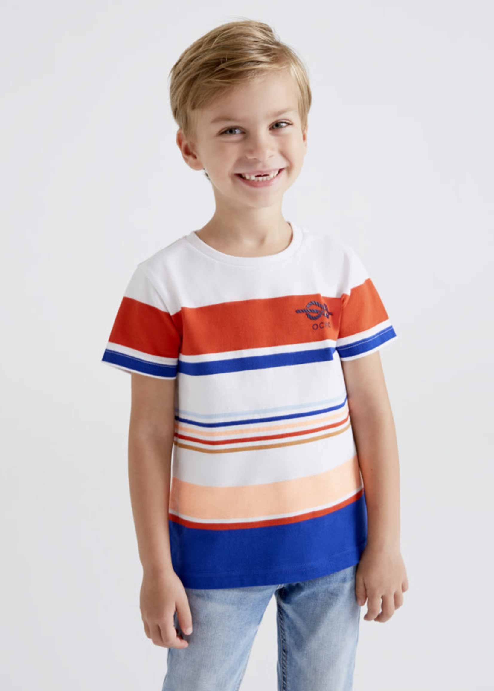 Mayoral Mayoral Boy t-shirt striped red/white/blue - 3009