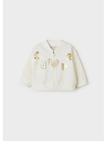 Mayoral Mayoral Babygirl zip up sweater offwhite/gold letters - 1495