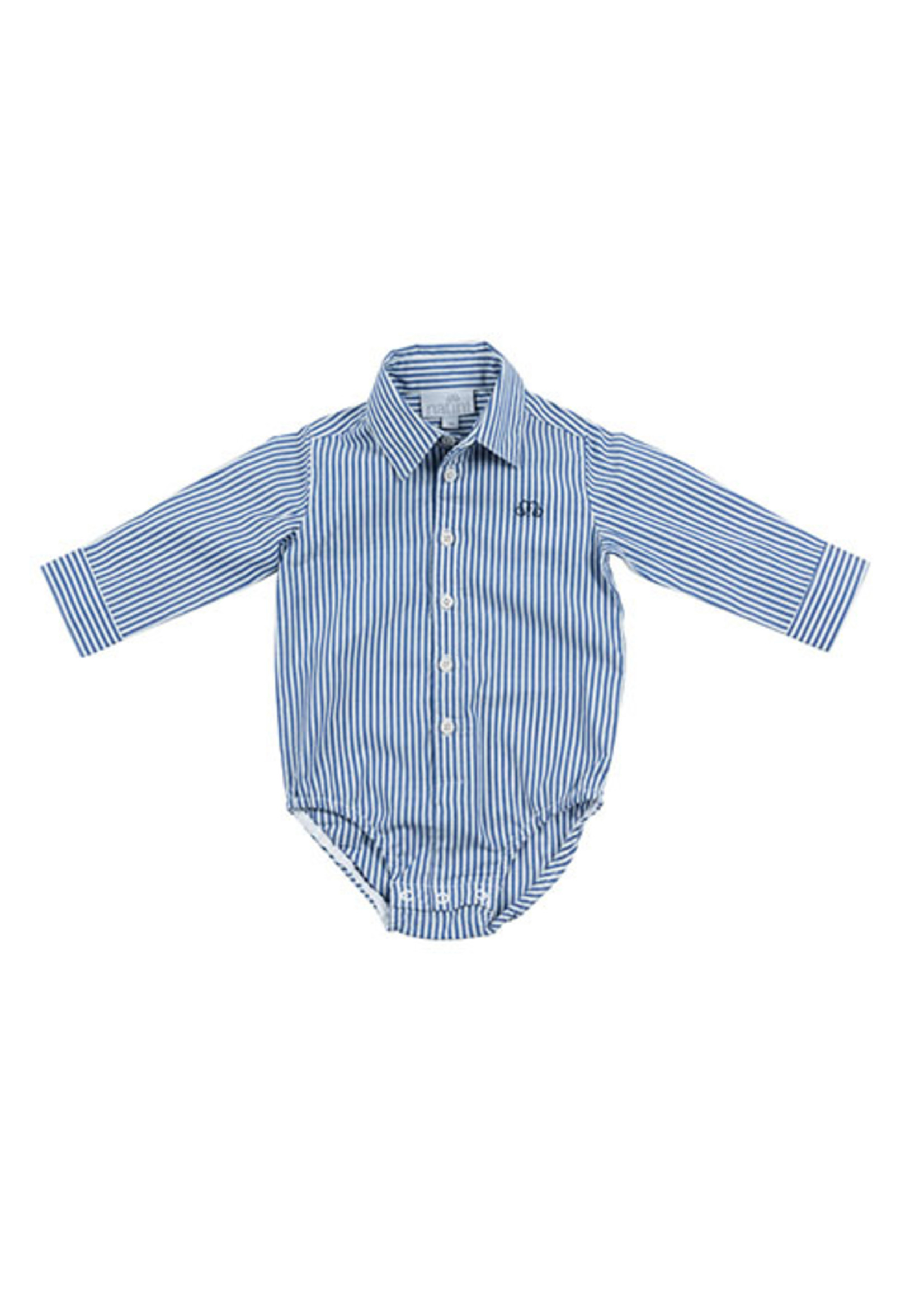 Natini Natini Babyboy body shirt hemd pierrot stripes navy blue - 1200 00002 0045