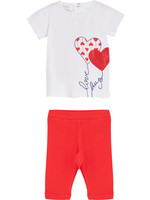 Liu Jo Liu Jo Babygirl set t-shirt & legging white/red 'hearts' - KA2073J5003