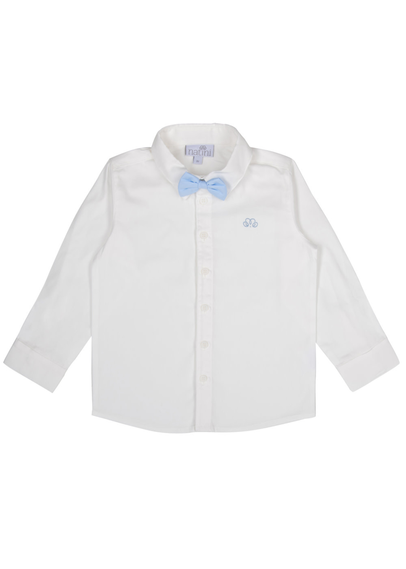 Natini Natini Boy shirt white pierrot bow lightblue - 1221 00098 0540