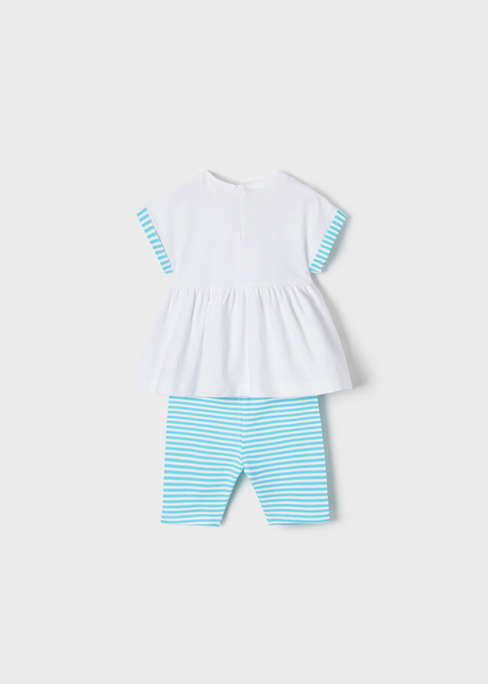 Mayoral Mayoral Babygirl set t-shirt & legging turquoise striped/white - 1239