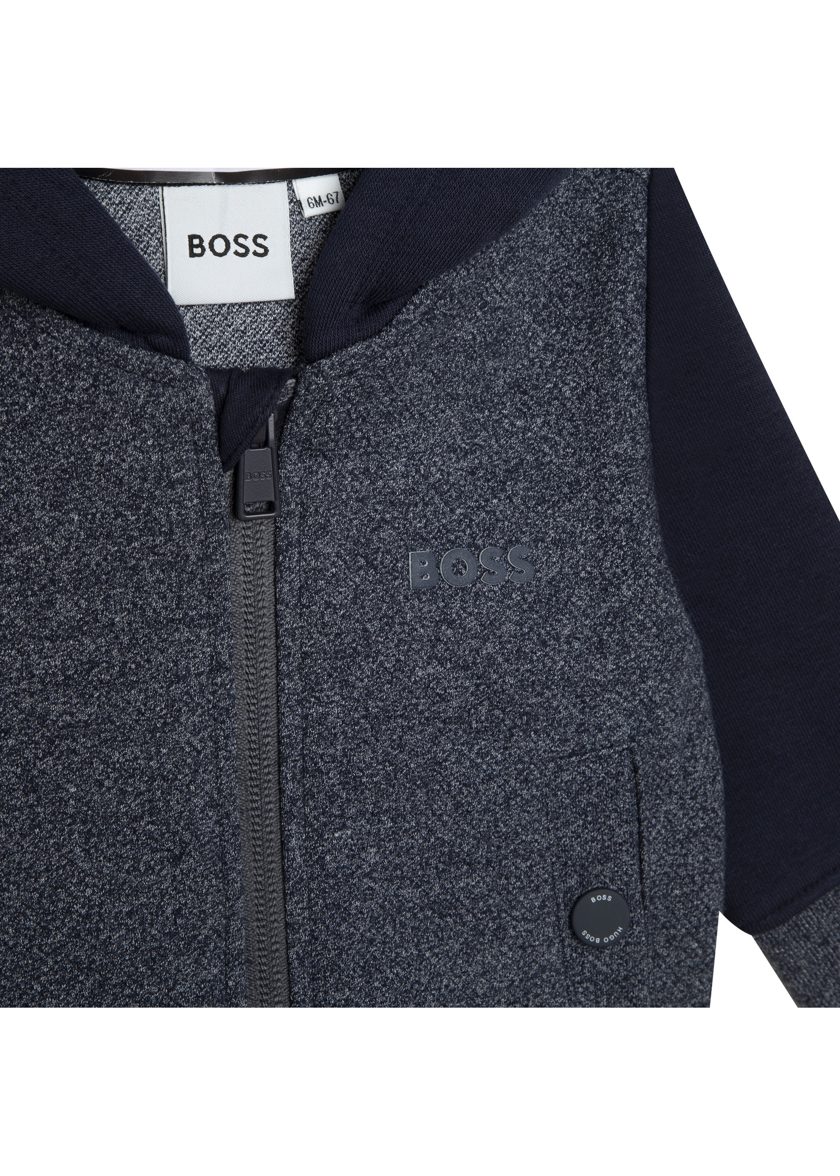 BOSS BOSS Babyboy zipped hoodie navyblue print - J05974