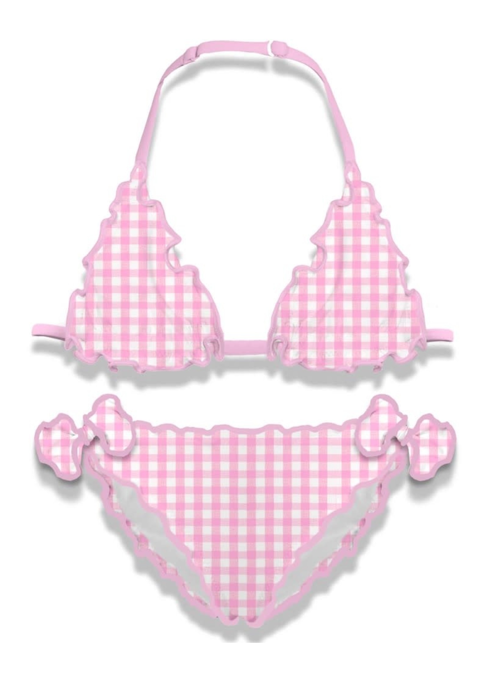 MC2 Saint Barth Mc2 Saint Barth Girl triangle bikini vichy pink - CRIS001 04363D