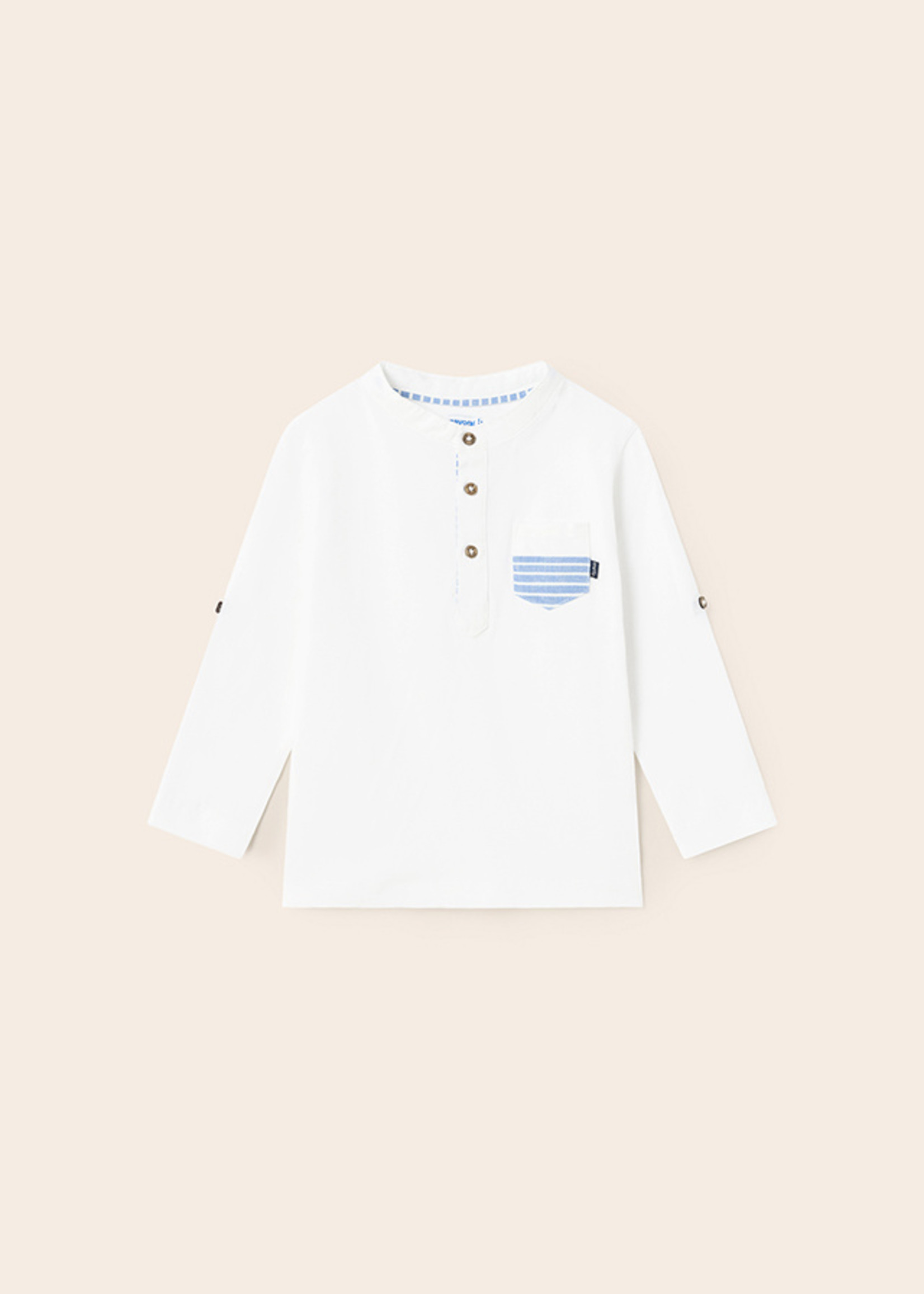 Mayoral Mayoral Babyboy ls t-shirt white/skyblue - 1030