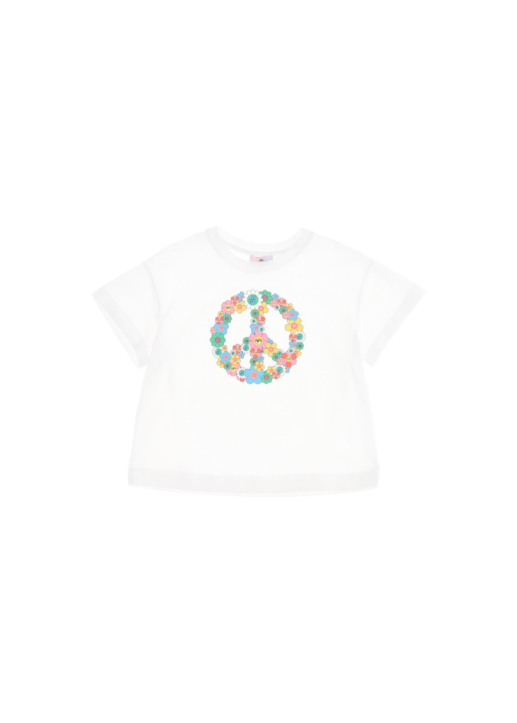 Chiara Ferragni by Monnalisa Chiara Ferragni Girl t-shirt white 'peace flowers' - 519617