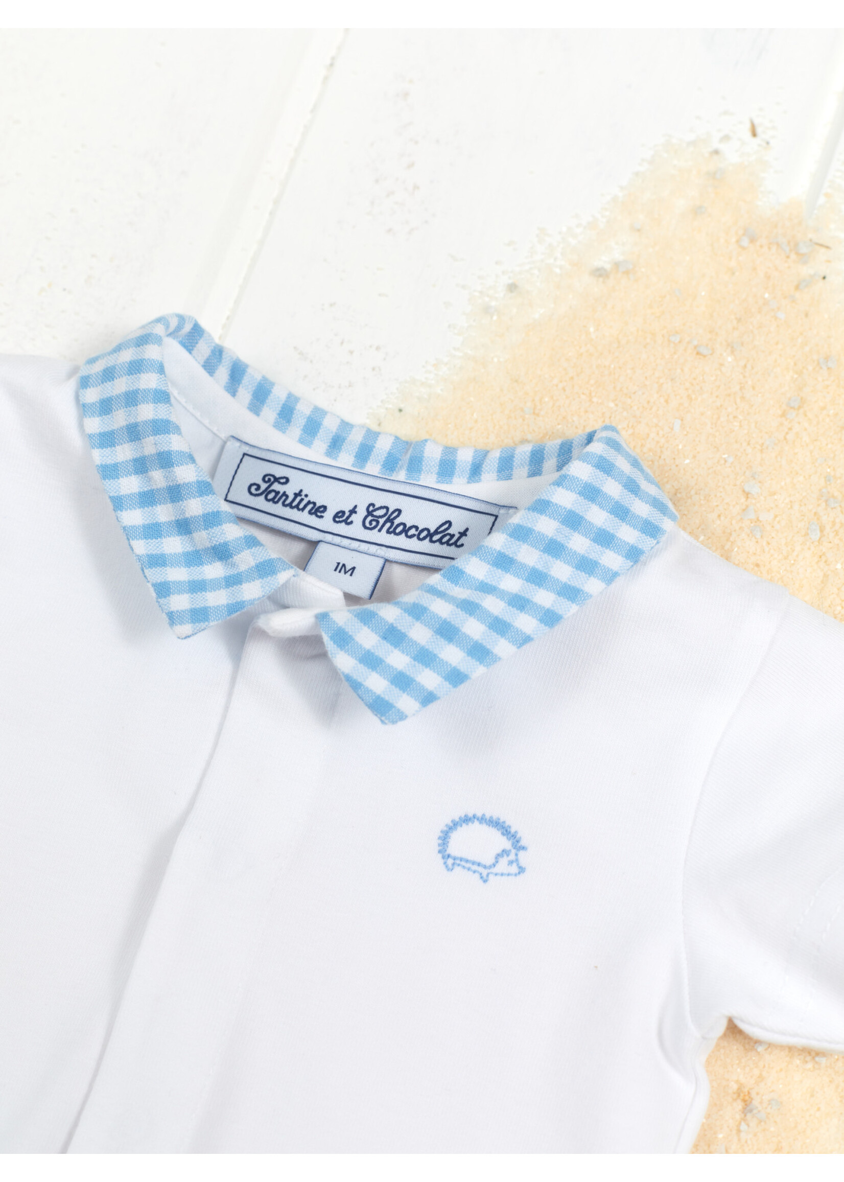 Tartine Et Chocolat Tartine Et Chocolat Babyboy body white/blue vichy collar -TU11111/01