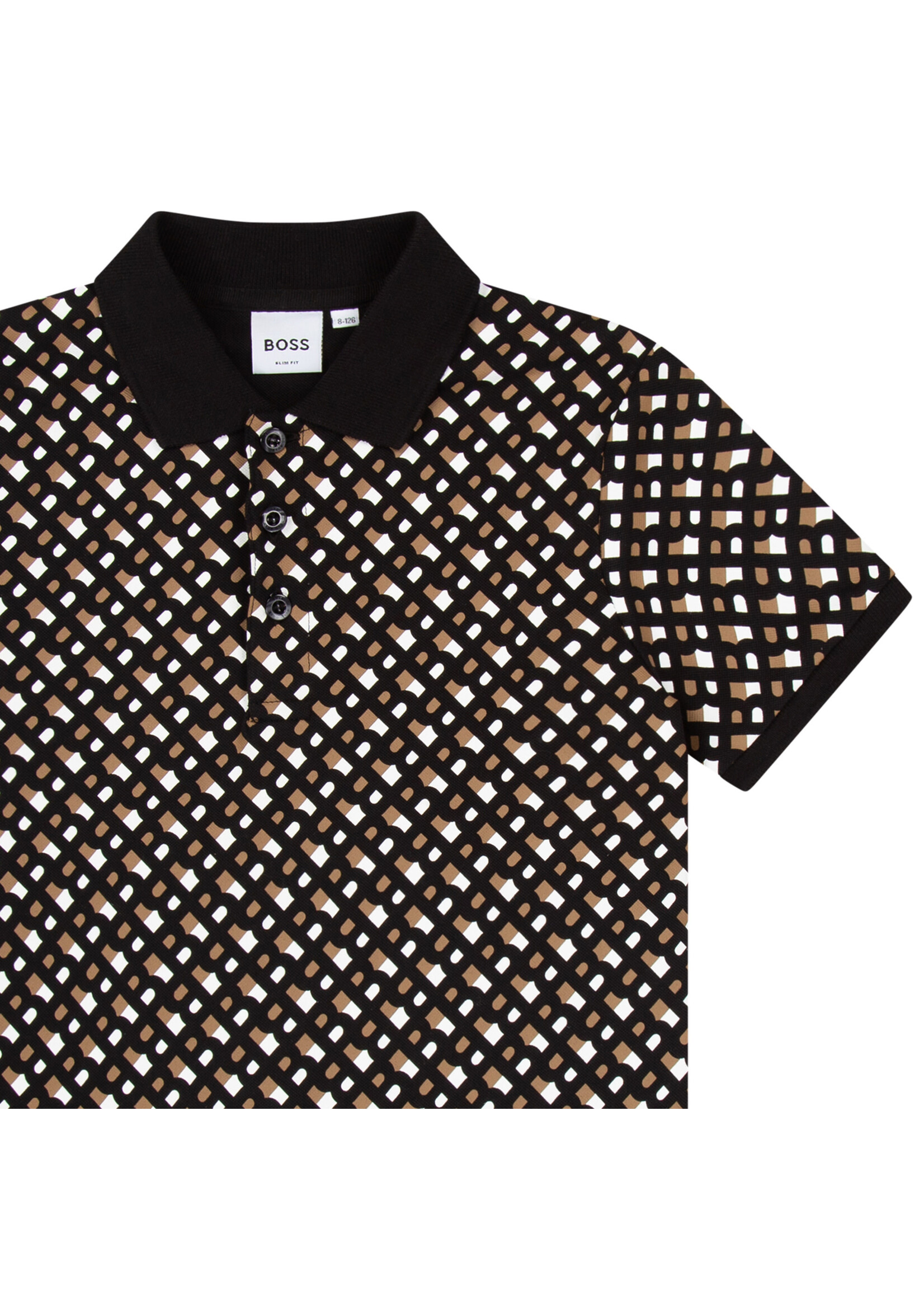 BOSS BOSS Boy polo print beige/black - J25M32