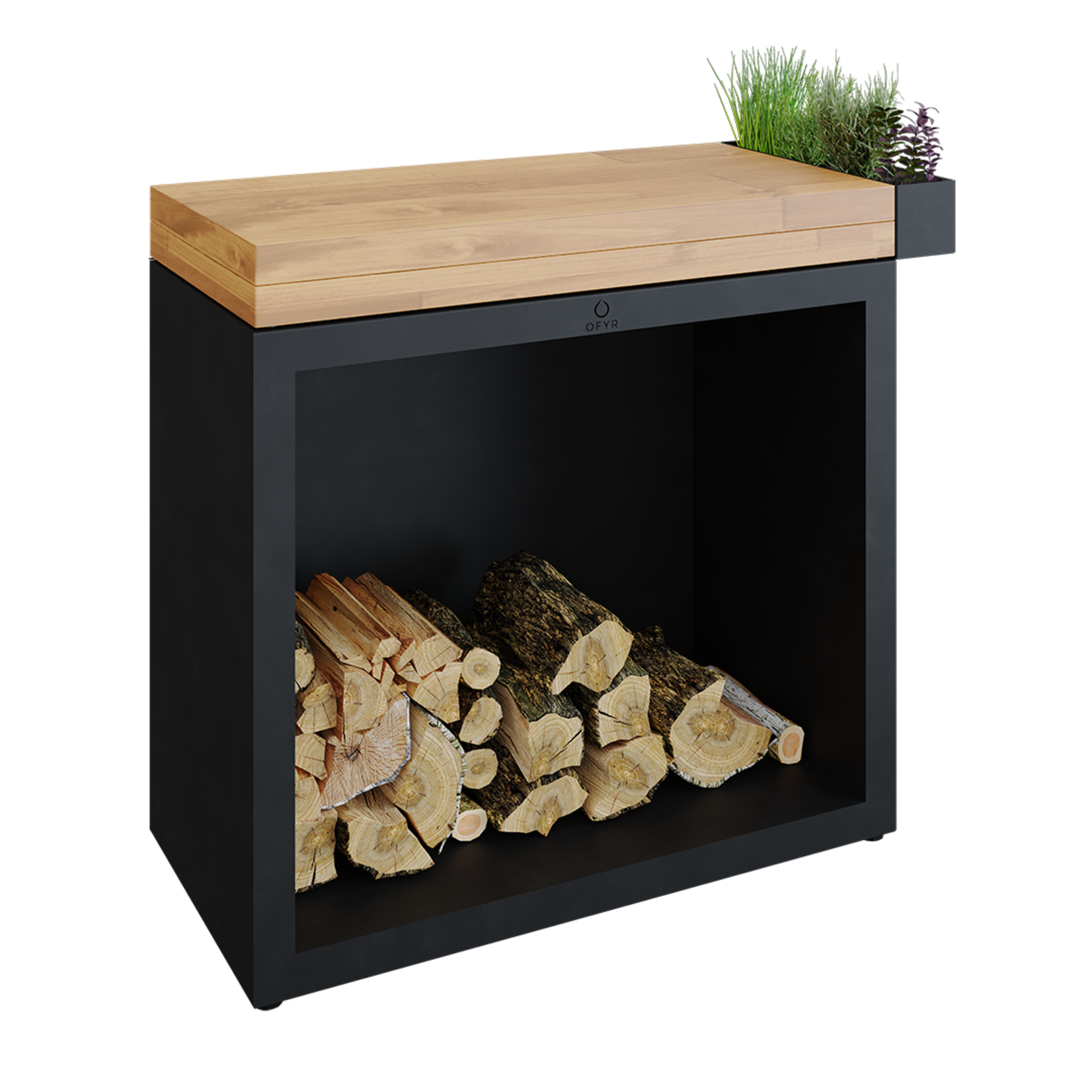 Ofyr OFYR Butcher Block Storage 90 Black Teak Hout