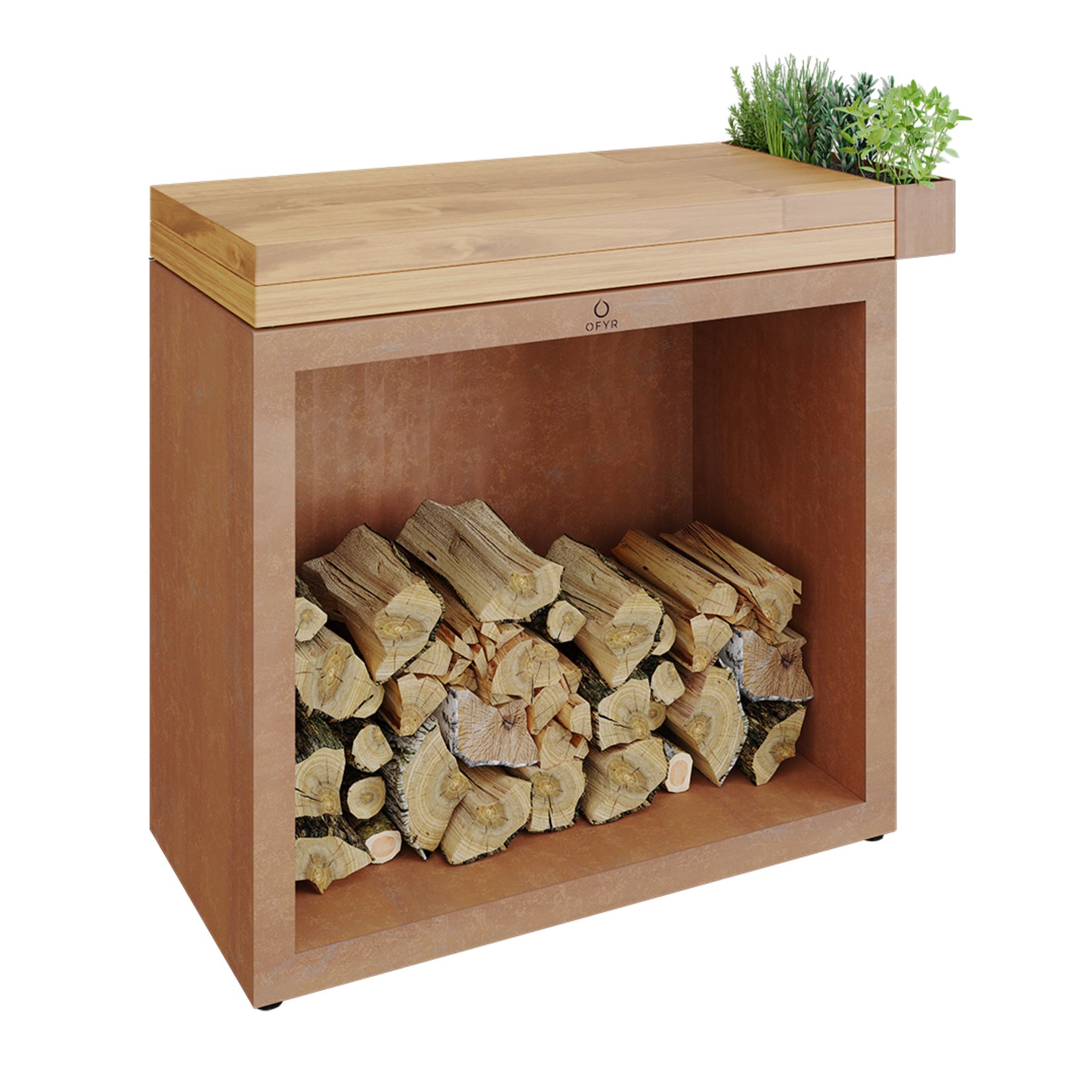 Ofyr OFYR Butcher Block Storage 90 Corten Teak Hout