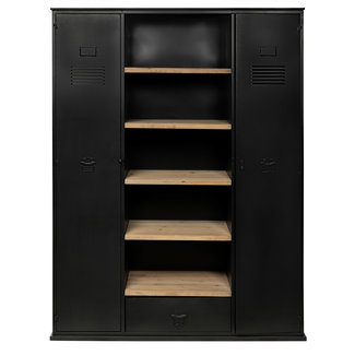 Rootsmann Industriële boekenkast met deuren | Zwart