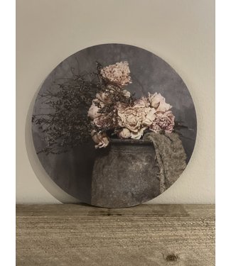 Muurcirkel bosje gedroogde rozen 18 cm