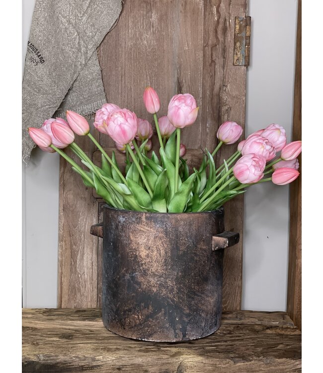 Boeket van 5 kunst pioen tulpen light pink 44 cm