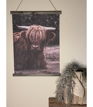 Wanddoek "Schotse Hooglander liggend" 40x60cm