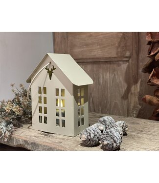 Metalen huisje waxinehouder sand