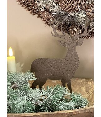 Rusty Reindeer Rudolph op voet H.21 cm