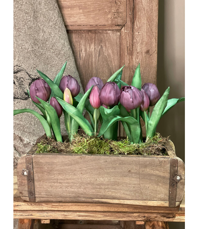 Namaak real touch tulpen in potje Mauve 22 cm
