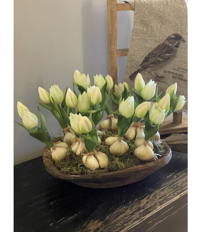 Mini namaak tulp Jade met bol white L.18cm
