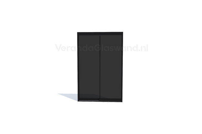 Getinte glazen schuifwand zwart 2 railsysteem met 2 glaspanelen van 90cm tot 177cm breed
