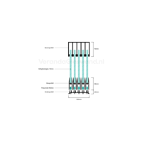 Getinte glazen schuifwand zwart 5 railsysteem met 5 glaspanelen van 82 cm tot 398cm breed