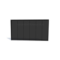 Getinte glazen schuifwand 6 railsysteem zwart met 6 glaspanelen van 98cm tot 573cm breed