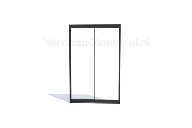 Glazen schuifwand antraciet 2 railsysteem met 2 glaspanelen van 90cm tot 177cm breed