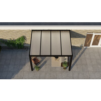 Aluminium overkapping zwart 410cm x 400cm met Polycarbonaat dak