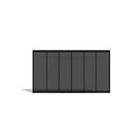 Getinte glazen schuifwand 3 railsysteem zwart met 6 glaspanelen van 98cm tot 578cm breed