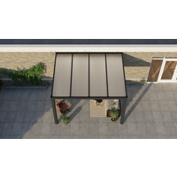 Aluminium overkapping antraciet 410cm x 350cm met Polycarbonaat IQ Relax dak