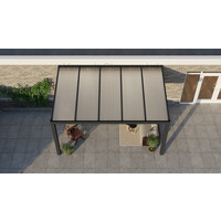 Aluminium overkapping antraciet 510cm x 350cm met Polycarbonaat IQ Relax dak