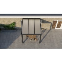 Aluminium overkapping antraciet 310cm x 250cm met Polycarbonaat dak