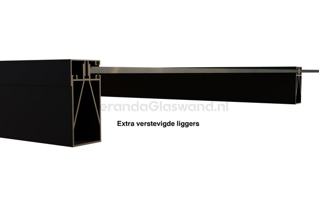 Aluminium overkapping zwart 510cm x 400cm met helder polycarbonaat dak