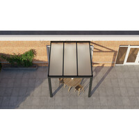 Aluminium overkapping antraciet 310cm x 350cm met melkglas dak