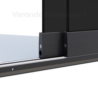 Getinte glazen schuifwand antraciet 2 railsysteem met 2 glaspanelen van 103cm tot 203cm breed
