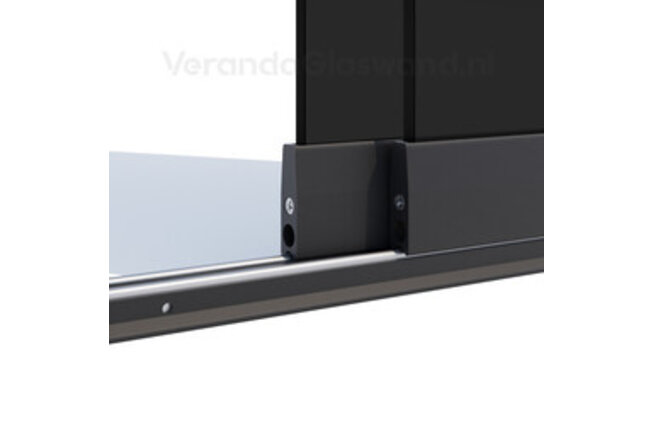 Getinte glazen schuifwand antraciet 2 railsysteem met 2 glaspanelen van 103cm tot 203cm breed